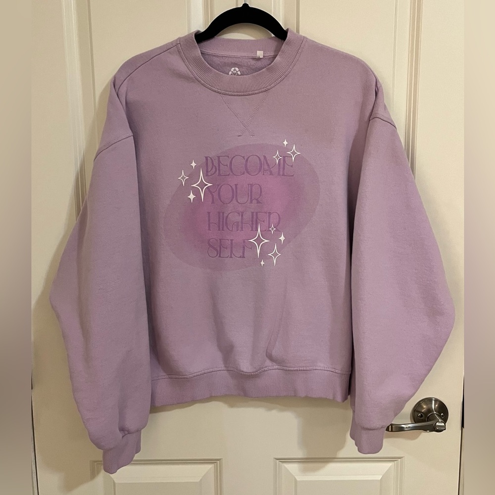 PacSun Women’s Crew Neck Sweatshirt Purple One Size Fits All
